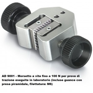 AD 9001 - Morsetto a vite fino a 100 N per prove di trazione eseguite in laboratorio (incluse guance con presa piramidale, filettatura: M6)